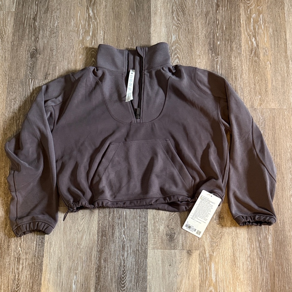 Lululemon Athletica Softstreme Ribbed Half-Zip in Brown
